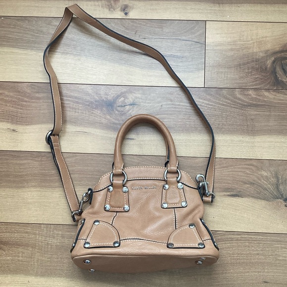 Karen Millen Tan Leather Crossbody Handbag - Picture 1 of 14